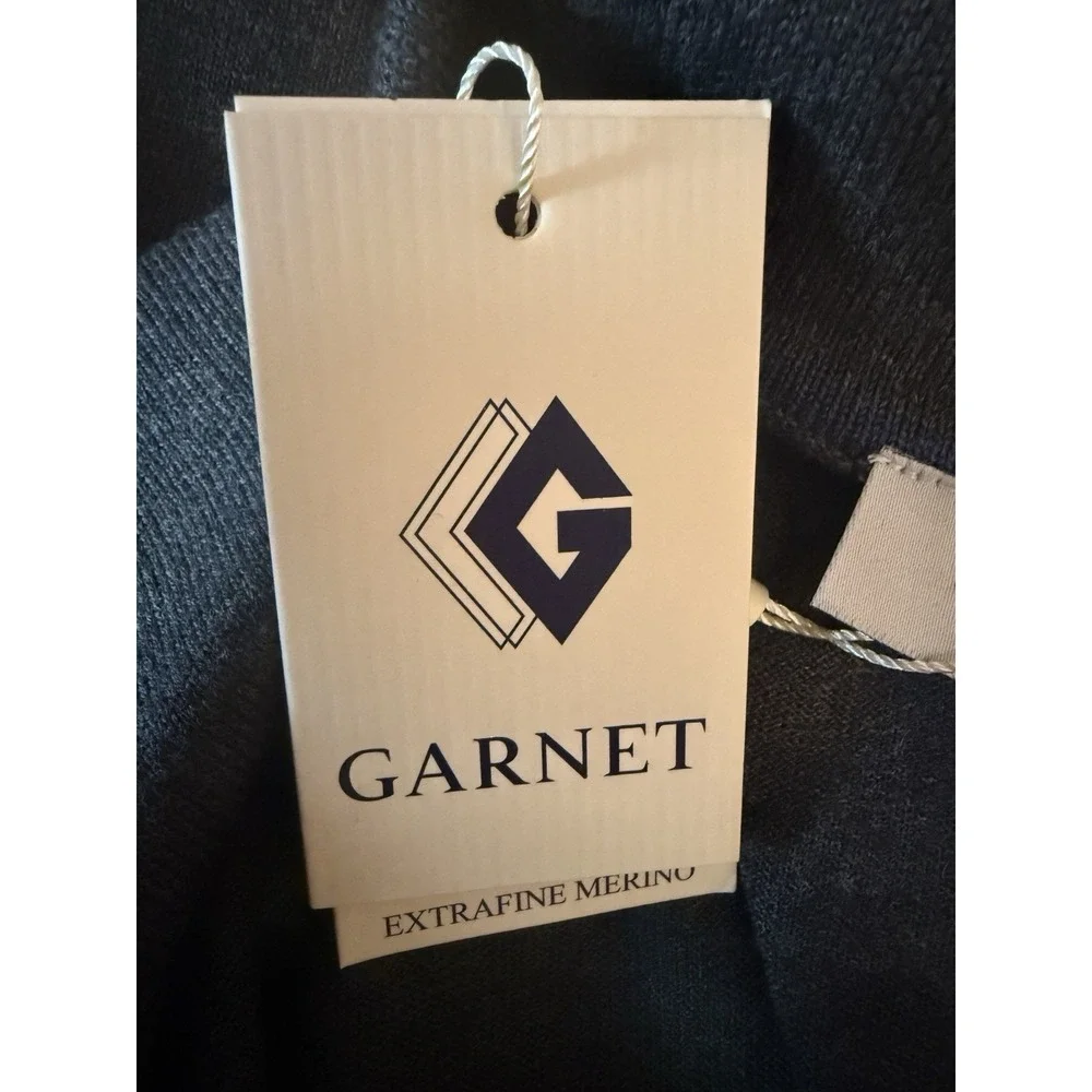 GARNET Men's Merino Wool 1/4-Zip Pullover Charcoal Gray Sweater Size XXL NWT